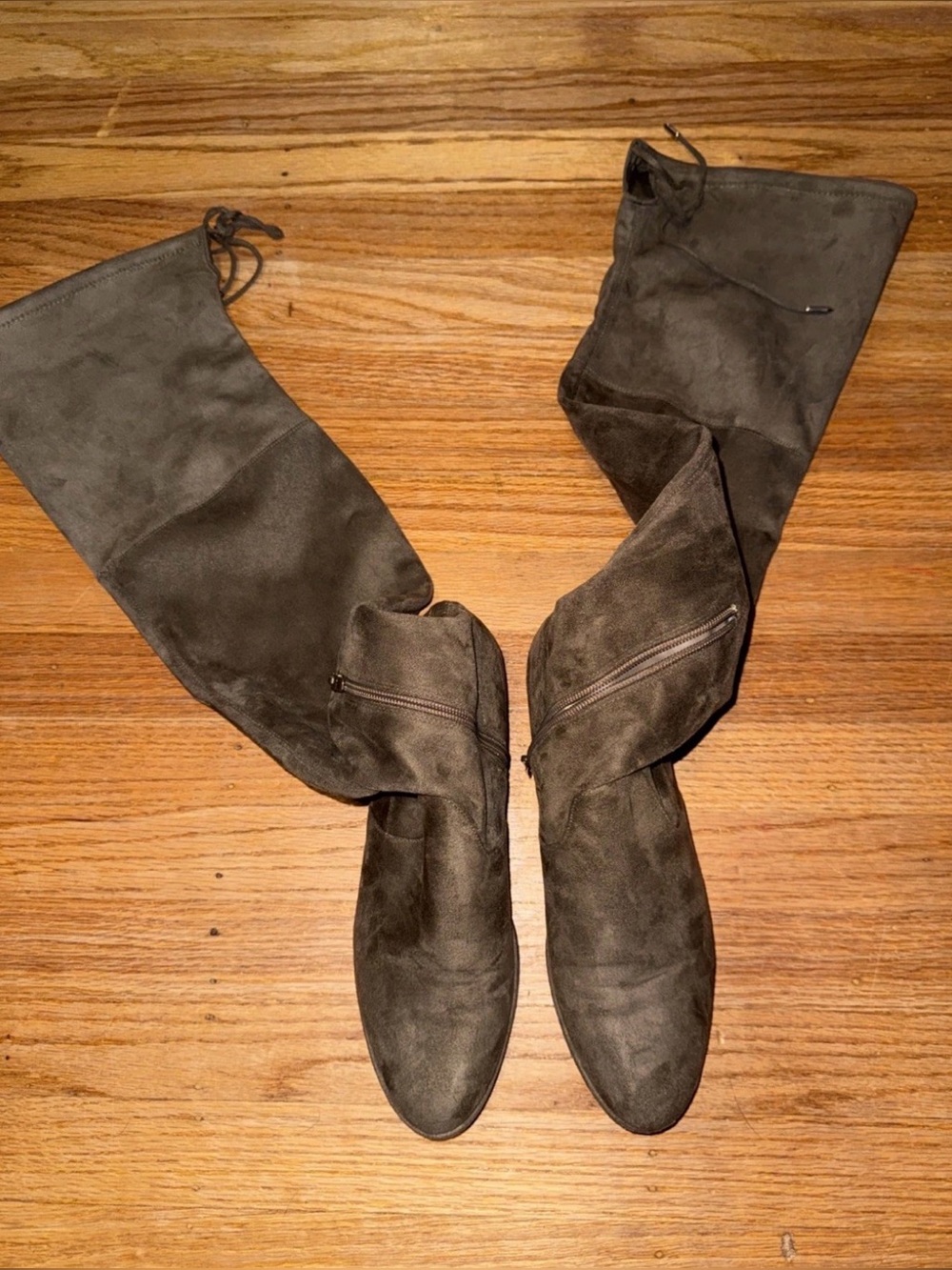 Marc Fisher Olive Green Over-the-Knee Suede Heeled Boots